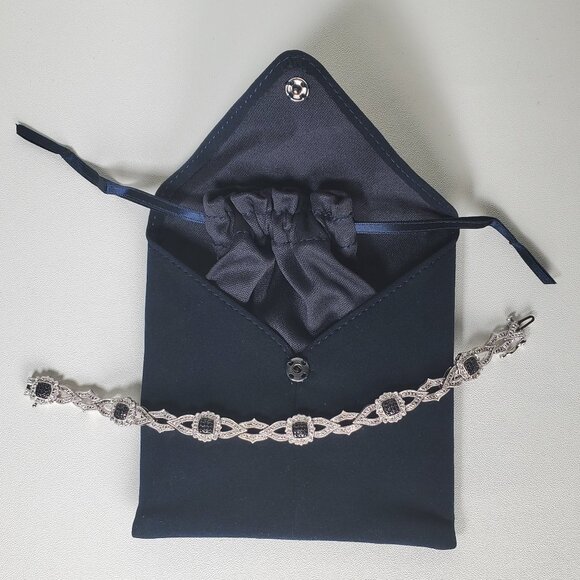 Rhodium-Plated Bracelet – Black & Clear Sparkling Stones - Picture 11 of 13